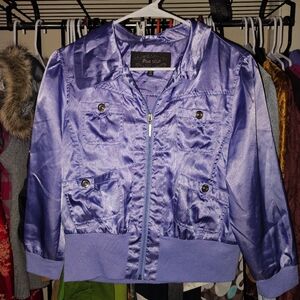 Y2K Women's Purple Satin Bomber Jacket